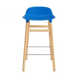 Normann Copenhagen Form Barstool - Wood - 65cm - Bright Blue - Oak Legs Shell Colour: Bright Blue, Leg Colour: Oak - thumbnail 2