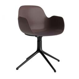 Normann Copenhagen Form Armchair Swivel - 4 Leg - Brown - Black Legs Shell Colour: Brown, Leg Colour: Black