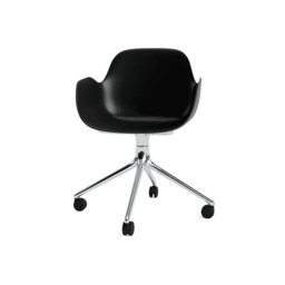 Normann Copenhagen Form Armchair Swivel - 4 Wheel - Black - Aluminium Legs Shell Colour: Black, Leg Colour: Aluminium