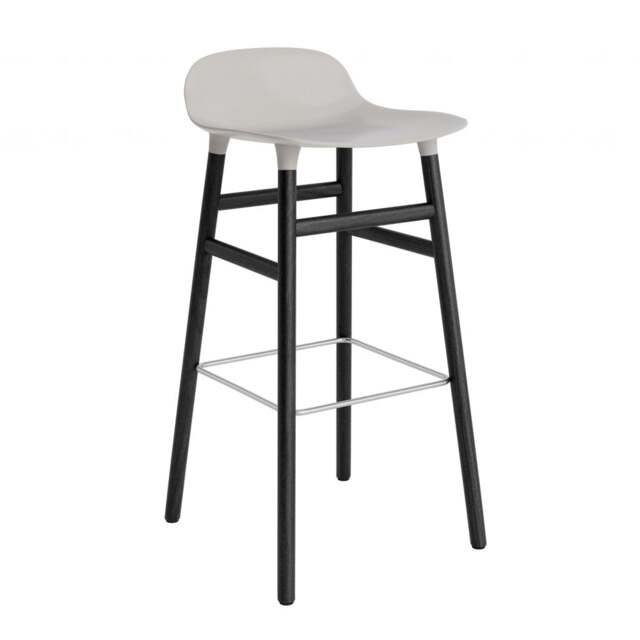 Normann Copenhagen Form Barstool - Wood - 75cm - Warm Grey - Black Oak Legs Shell Colour: Warm Grey, Leg Colour: Black Oak - image 1