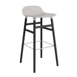 Normann Copenhagen Form Barstool - Wood - 75cm - Warm Grey - Black Oak Legs Shell Colour: Warm Grey, Leg Colour: Black Oak - thumbnail 1