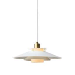 Halo Design Rivoli Pendant Light - O40 Colour: Glossy White/Brass