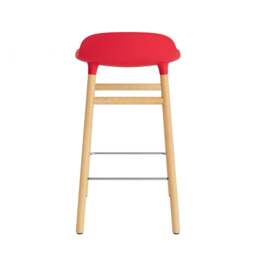 Normann Copenhagen Form Barstool - Wood - 65cm - Bright Red - Oak Legs Shell Colour: Bright Red, Leg Colour: Oak - thumbnail 4