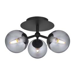 Halo Design Atom Trio Ceiling Light - O26cm - Black / Smoke Glass Colour: Black / Smoke Glass