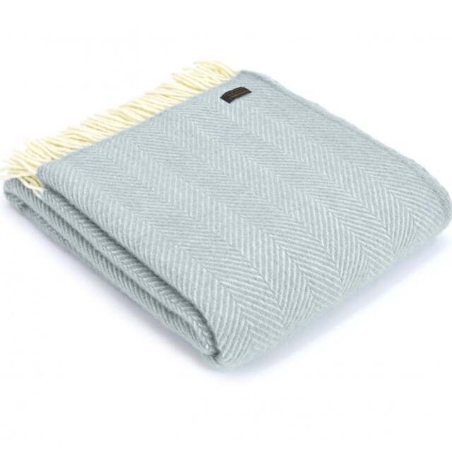 Tweedmill Textiles Pure New Wool Fishbone Throw - Duck Egg