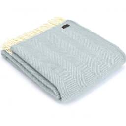 Tweedmill Textiles Pure New Wool Fishbone Throw - Duck Egg