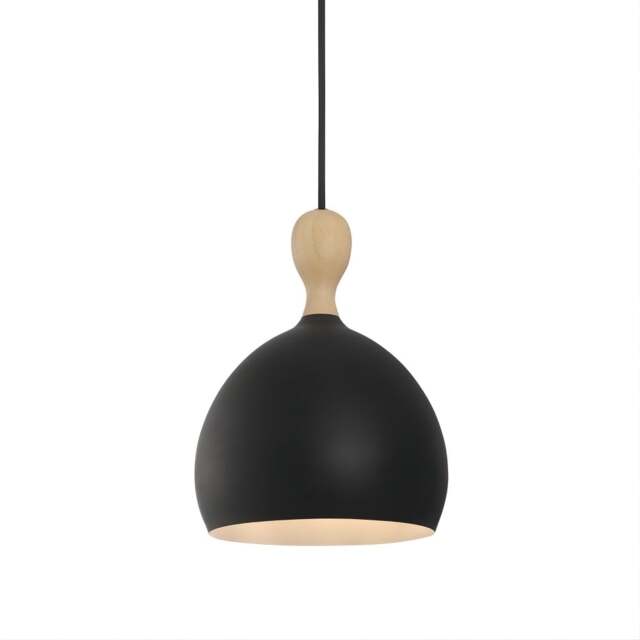 Halo Design Dueodde Metal/Wood Pendant Lamp - O 18cm - Black Size: O 18cm, Colour: Black