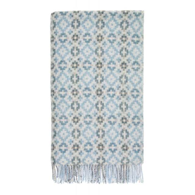 Bronte By Moon Shetland Wool Throw - Dartmouth - Blue