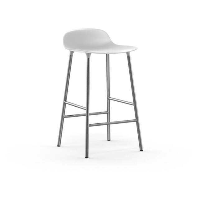 Normann Copenhagen Form Barstool - 65cm - White - Chrome Legs Shell Colour: White, Leg Colour: Chrome - image 1
