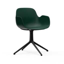 Normann Copenhagen Form Armchair Swivel - 4 Leg - Green - Black Legs Shell Colour: Green, Leg Colour: Black