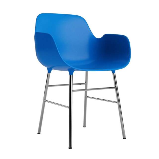 Normann Copenhagen Form Armchair - Bright Blue - Chrome Legs Shell Colour: Bright Blue, Leg Colour: Chrome - image 1