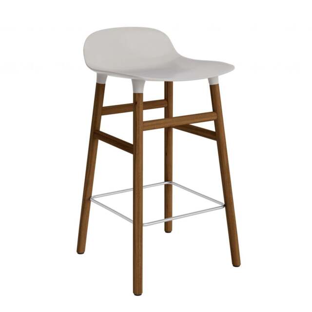 Normann Copenhagen Form Barstool - Wood - 65cm - Warm Grey - Walnut Legs Shell Colour: Warm Grey, Leg Colour: Walnut - image 1