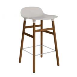 Normann Copenhagen Form Barstool - Wood - 65cm - Warm Grey - Walnut Legs Shell Colour: Warm Grey, Leg Colour: Walnut - thumbnail 1