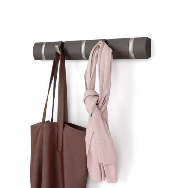 Umbra Flip 5 Hook Coat Rack - Driftwood/Nickel - image 1