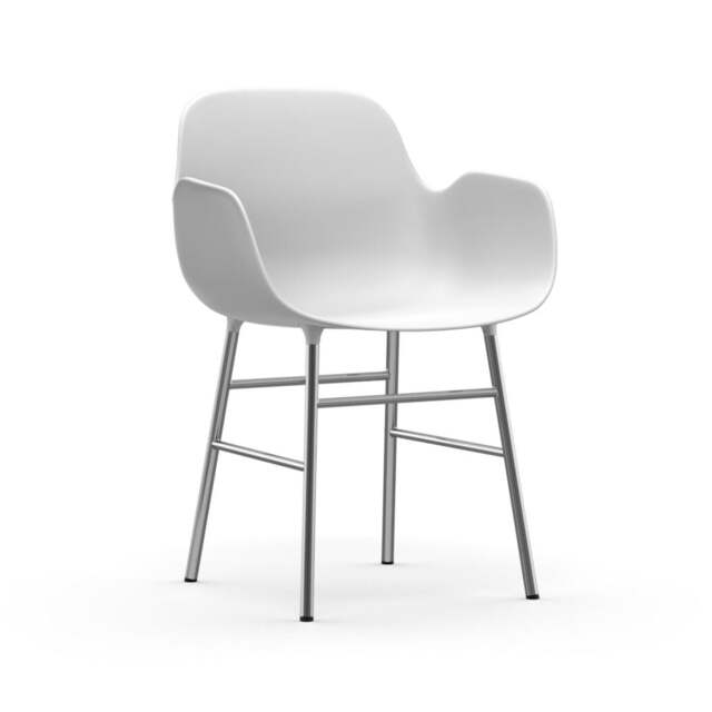 Normann Copenhagen Form Armchair - White - Chrome Legs Shell Colour: White, Leg Colour: Chrome - image 1