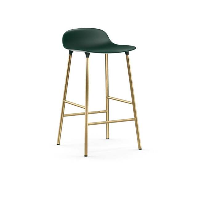 Normann Copenhagen Form Barstool - 65cm - Green - Brass Legs Shell Colour: Green, Leg Colour: Brass - image 1