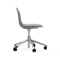 Normann Copenhagen Form Chair Swivel - 5 Wheel - Gas Lift - Grey - Aluminium Legs Shell Colour: Grey, Leg Colour: Aluminium - thumbnail 3