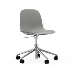 Normann Copenhagen Form Chair Swivel - 5 Wheel - Gas Lift - Grey - Aluminium Legs Shell Colour: Grey, Leg Colour: Aluminium