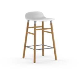 Normann Copenhagen Form Barstool - Wood - 65cm - White - Oak Legs Shell Colour: White, Leg Colour: Oak