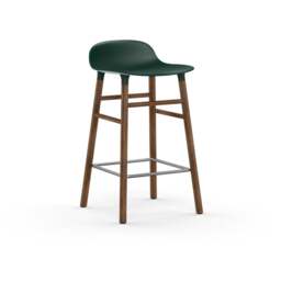 Normann Copenhagen Form Barstool - Wood - 65cm - Green - Walnut Legs Shell Colour: Green, Leg Colour: Walnut - thumbnail 1