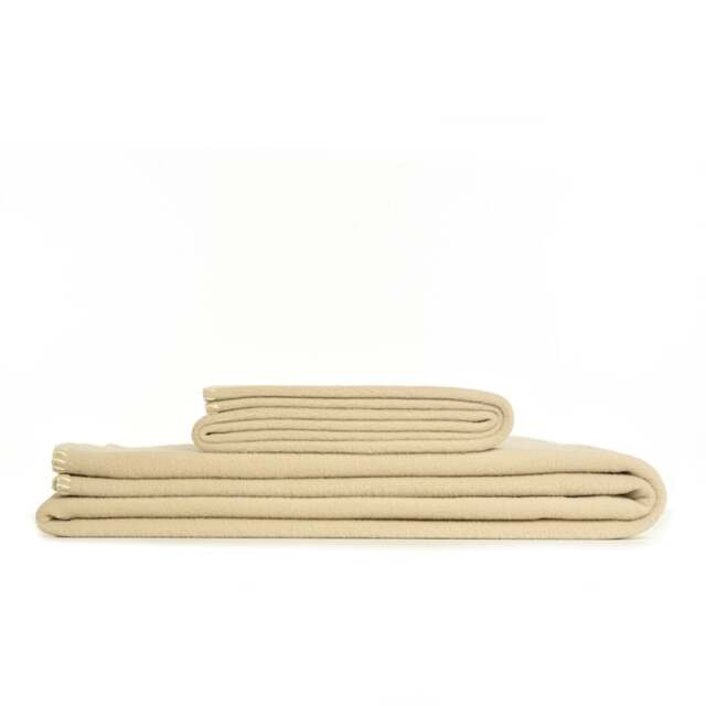 Tweedmill Textiles Plain Fleece Throw with Blanket Stitch - Oatmeal - Large Colour: Oatmeal, Size: Large 145x200cm