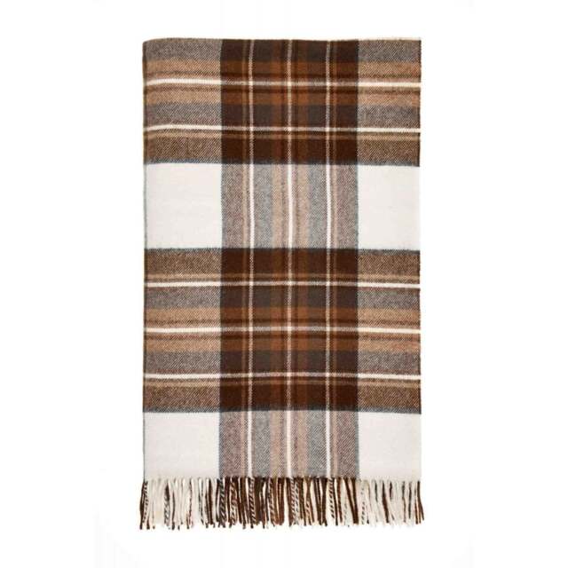Bronte By Moon Dress Stewart Tartan Lambswool Throw - Natural - image 1