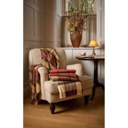 Bronte By Moon Dress Stewart Tartan Lambswool Throw - Natural - thumbnail 2