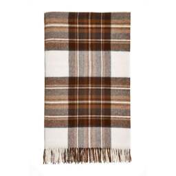 Bronte By Moon Dress Stewart Tartan Lambswool Throw - Natural - thumbnail 1