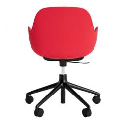 Normann Copenhagen Form Armchair Swivel - 5 Wheel - Gas Lift - Bright Red - Black Legs Shell Colour: Bright Red, Leg Colour: Black - thumbnail 4