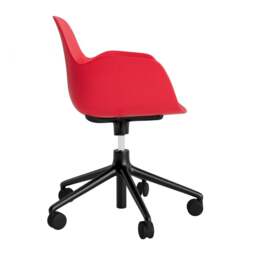 Normann Copenhagen Form Armchair Swivel - 5 Wheel - Gas Lift - Bright Red - Black Legs Shell Colour: Bright Red, Leg Colour: Black - thumbnail 3