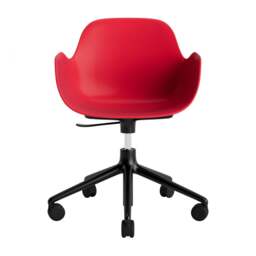 Normann Copenhagen Form Armchair Swivel - 5 Wheel - Gas Lift - Bright Red - Black Legs Shell Colour: Bright Red, Leg Colour: Black - thumbnail 2