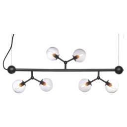 Halo Design Atom Mini Horizontal 6 Light Chandelier - L80cm - O31cm - Black / Smoke Glass Colour: Black / Smoke Glass - thumbnail 1