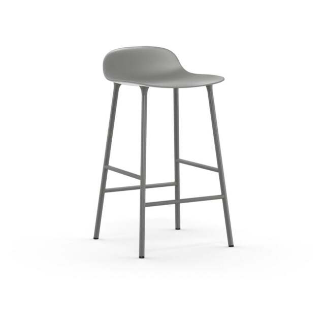 Normann Copenhagen Form Barstool - 65cm - Grey - Grey Legs Shell Colour: Grey, Leg Colour: Matching Shell Colour - image 1