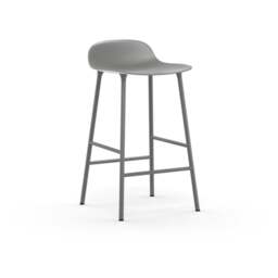 Normann Copenhagen Form Barstool - 65cm - Grey - Grey Legs Shell Colour: Grey, Leg Colour: Matching Shell Colour - thumbnail 1