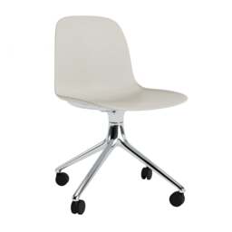Normann Copenhagen Form Chair Swivel - 4 Wheel - Light Grey - Aluminium Legs Shell Colour: Light Grey, Leg Colour: Aluminium