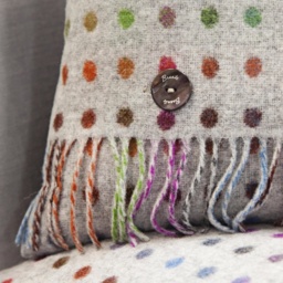 Bronte By Moon Multi Spot Check Merino Lambswool Cushion - Beige - thumbnail 2