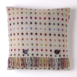 Bronte By Moon Multi Spot Check Merino Lambswool Cushion - Beige