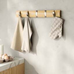 Umbra Flip 5 Hook Coat Rack - Natural/Nickel - thumbnail 7