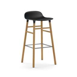 Normann Copenhagen Form Barstool - Wood - 75cm - Black - Oak Legs Shell Colour: Black, Leg Colour: Oak - thumbnail 1