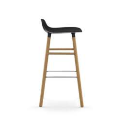 Normann Copenhagen Form Barstool - Wood - 75cm - Black - Oak Legs Shell Colour: Black, Leg Colour: Oak - thumbnail 3