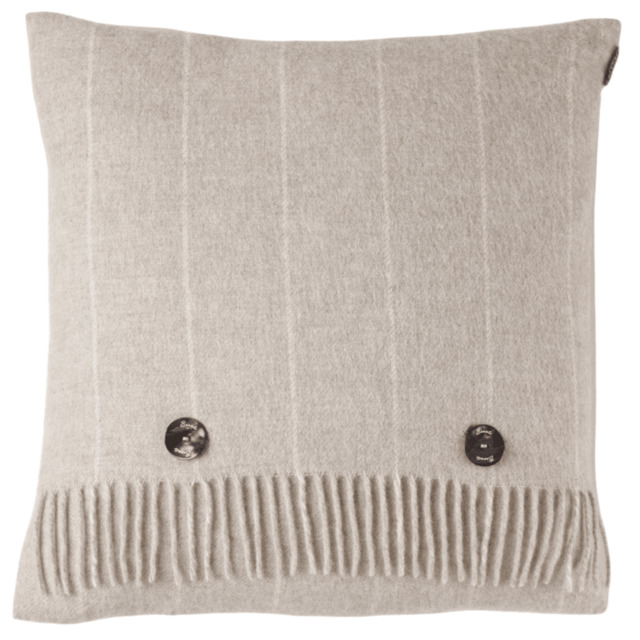 Bronte By Moon Pinstripe Luxury Merino Lambswool Cushion - Beige - image 1