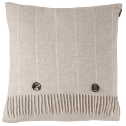 Bronte By Moon Pinstripe Luxury Merino Lambswool Cushion - Beige - thumbnail 1