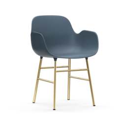 Normann Copenhagen Form Armchair - Blue - Brass Legs Shell Colour: Blue, Leg Colour: Brass - thumbnail 1