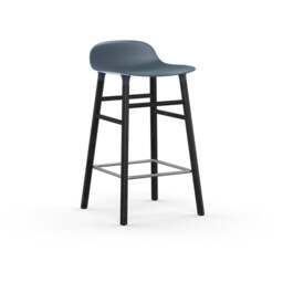 Normann Copenhagen Form Barstool - Wood - 65cm - Blue - Black Oak Legs Shell Colour: Blue, Leg Colour: Black Oak - thumbnail 1