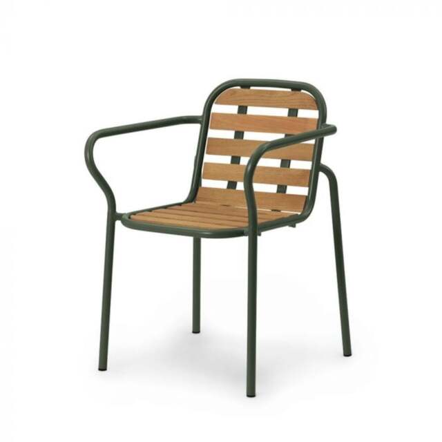 Normann Copenhagen Vig Outdoor Armchair - Robina Wood/Dark Green Steel - image 1
