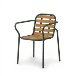Normann Copenhagen Vig Outdoor Armchair - Robina Wood/Dark Green Steel