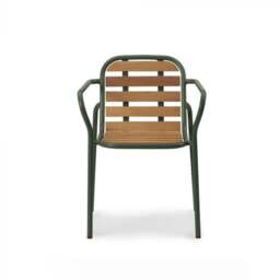 Normann Copenhagen Vig Outdoor Armchair - Robina Wood/Dark Green Steel - thumbnail 2
