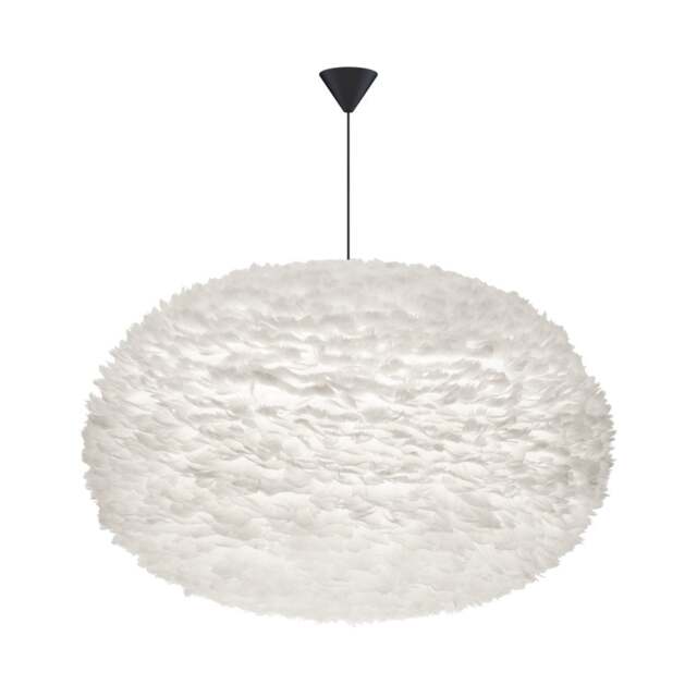 Umage Eos Feather Pendant Shade - White - XXL - 110cmwith Black Cord Set With or Without Cord Set: With Black Cord Set - image 1