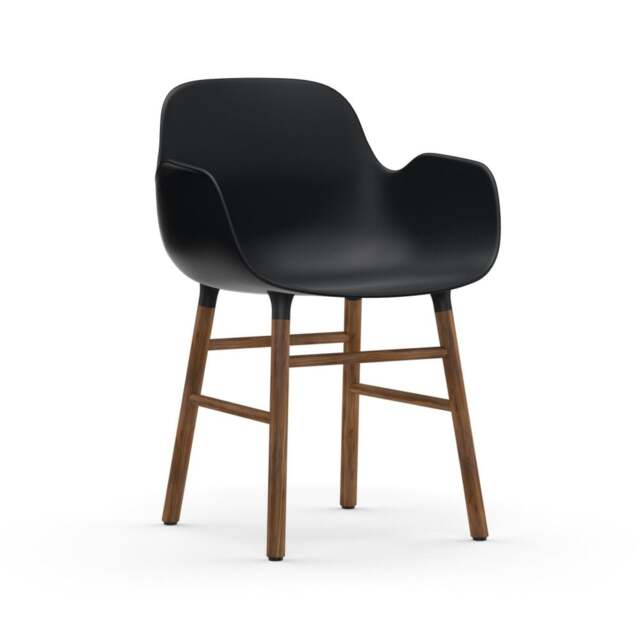 Normann Copenhagen Form Armchair - Black - Walnut Legs Shell Colour: Black, Leg Colour: Walnut - image 1