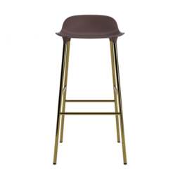 Normann Copenhagen Form Barstool - 75cm - Brown - Brass Legs Shell Colour: Brown, Leg Colour: Brass - thumbnail 2